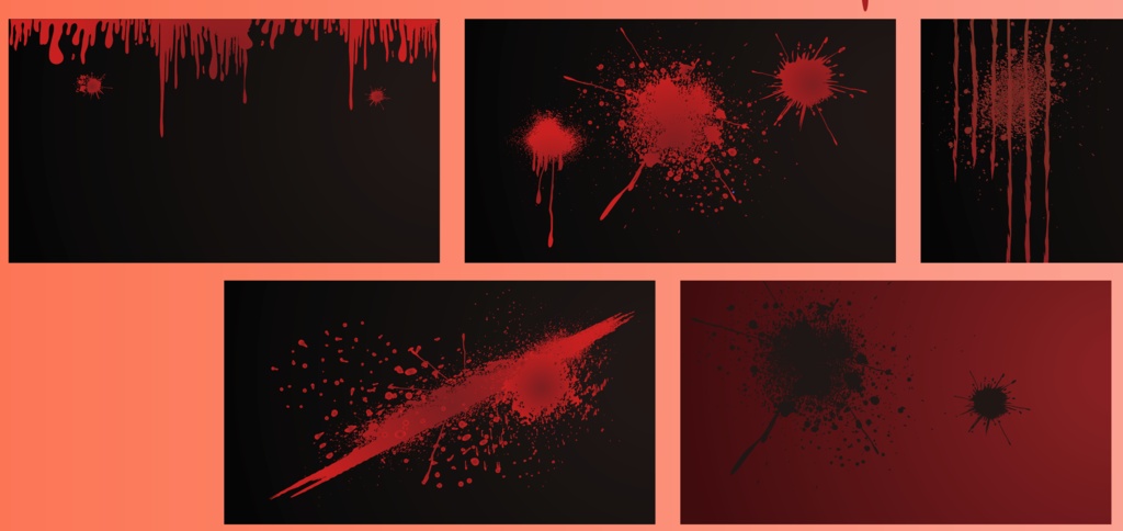 ホラー・オカルト背景と血飛沫・垂れ23セット - ダークな背景・装飾イラスト集