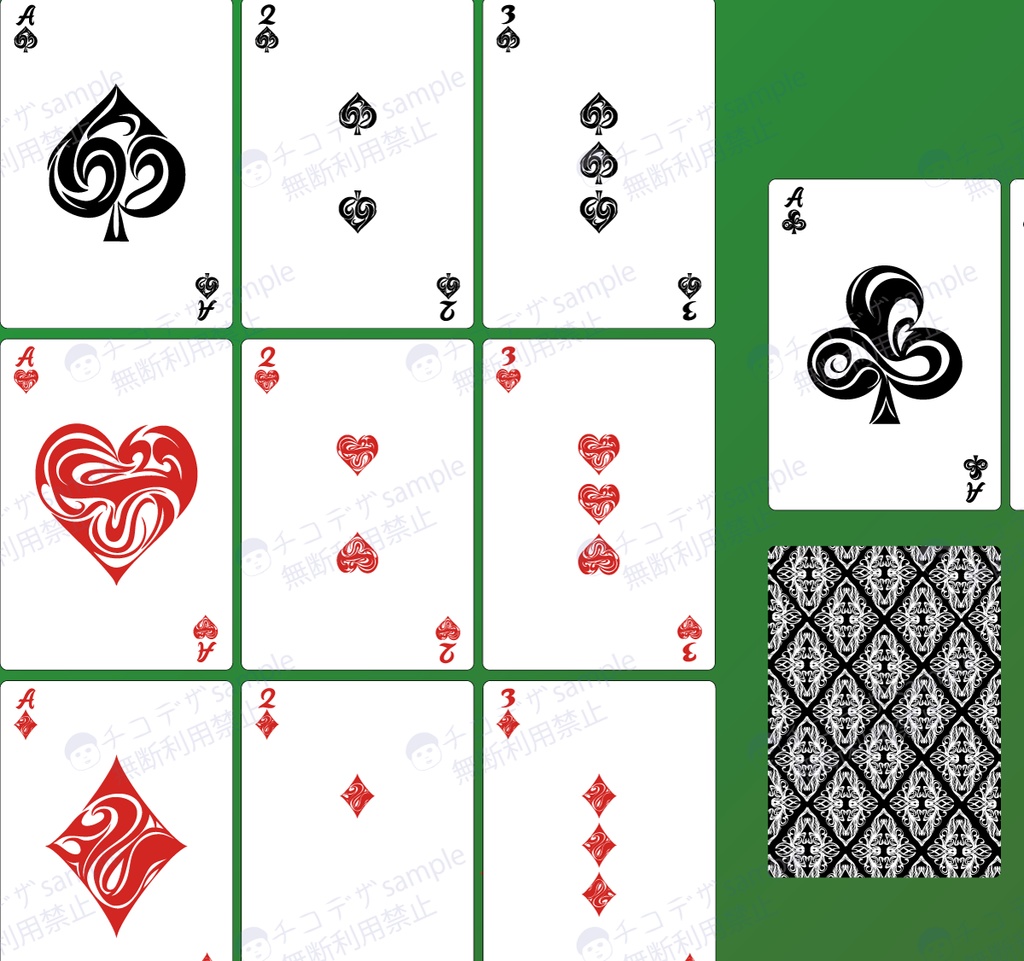 クールなトライバル風デザインのトランプ55枚セット - 高解像度png or ai(cs2)