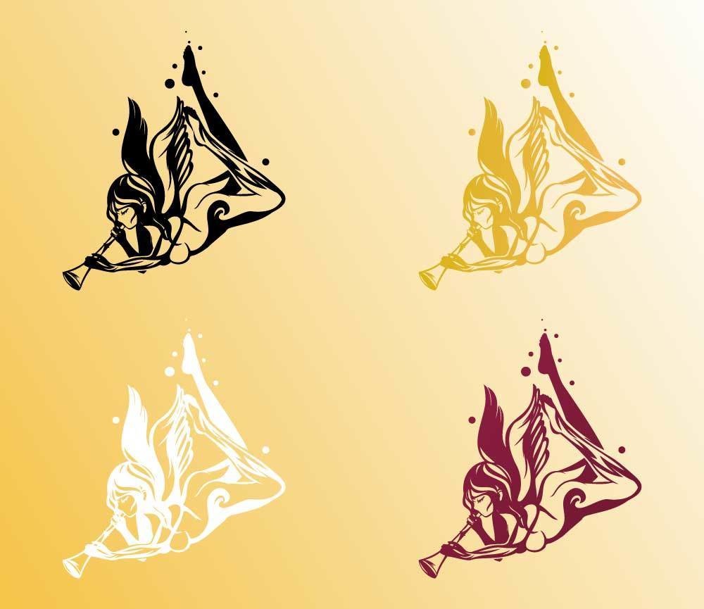 タロット ジャッジメント(Judgement)・ラッパを吹く天使のトライバル・タトゥー風マーク - png/ai - 106