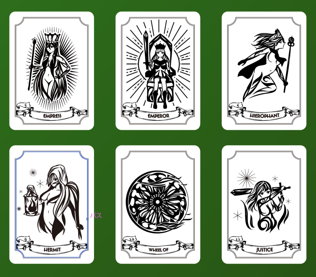 おしゃれなオリジナルタロット風占いカード全22枚 - 高解像度png or ai