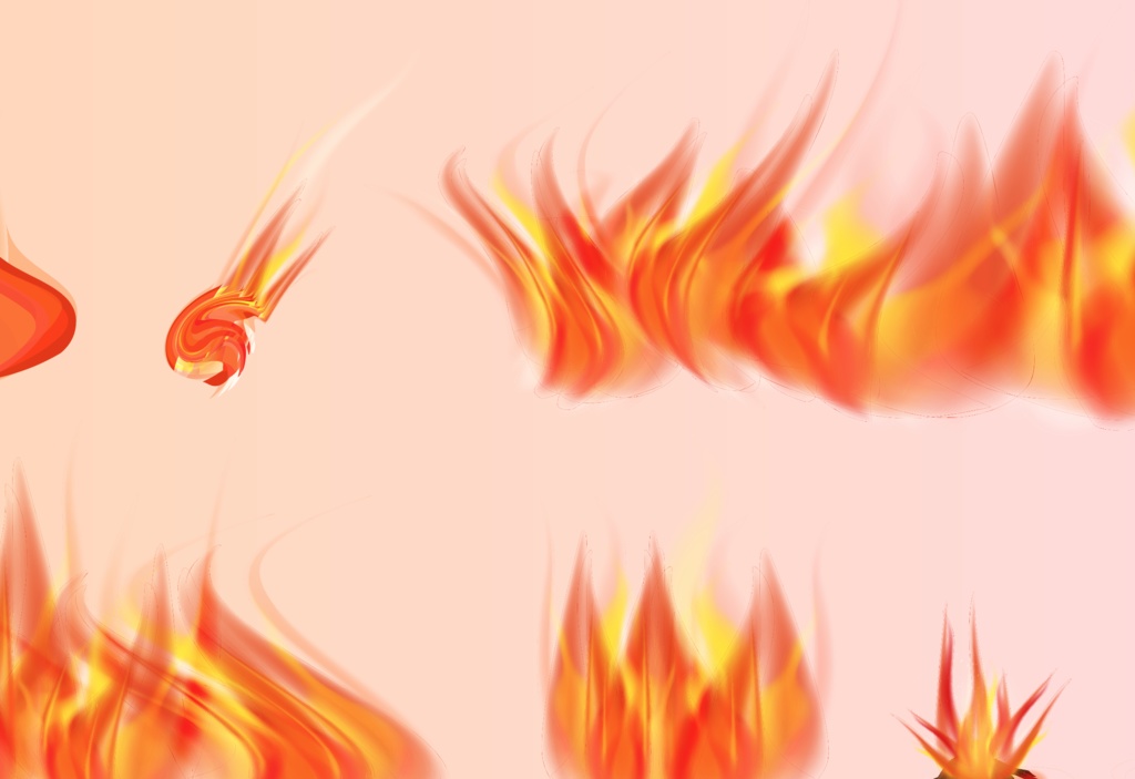 燃え盛る炎と焚き火の34セット PNG or ベクター(cs2)