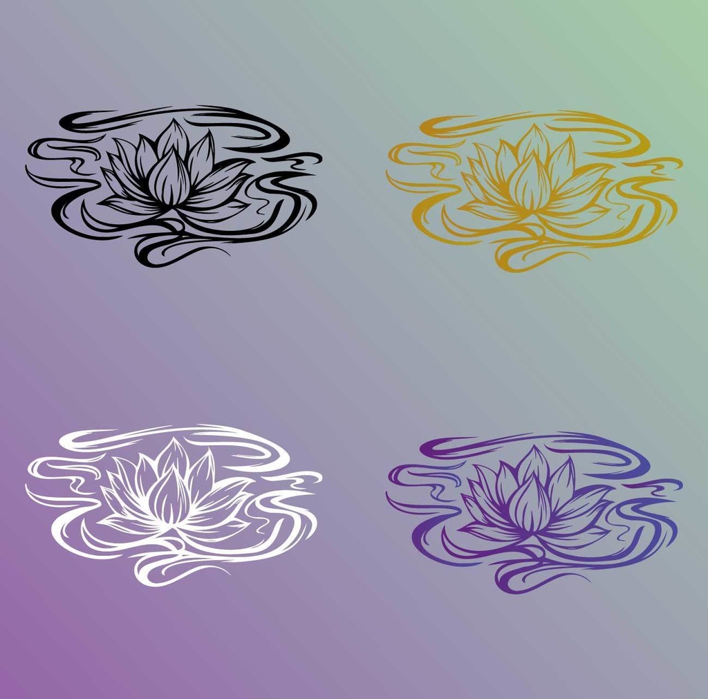 蓮の花のトライバル風タトゥーイラスト - 高解像度png or aiベクター -111