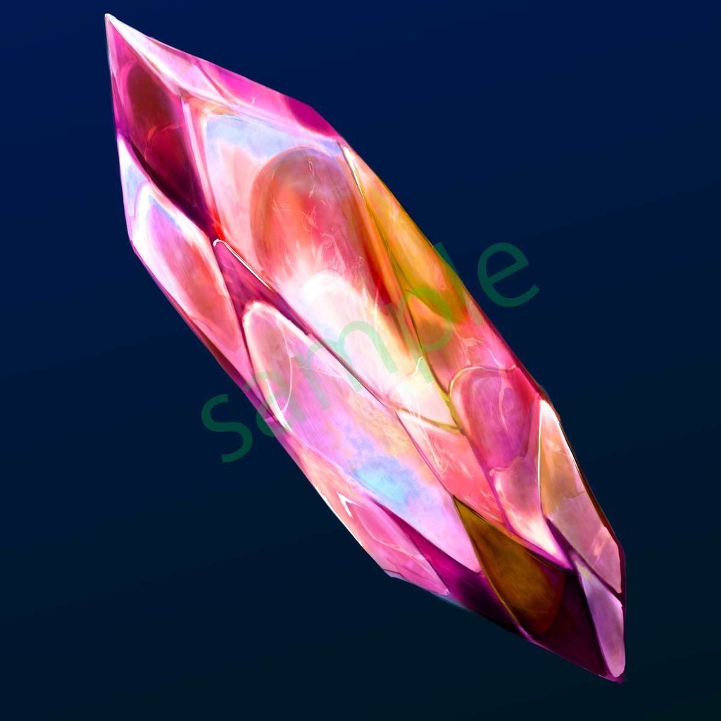 手書きの水彩タッチの宝石 - 赤・緑・青・黄・紫 - ファンタジーイラスト