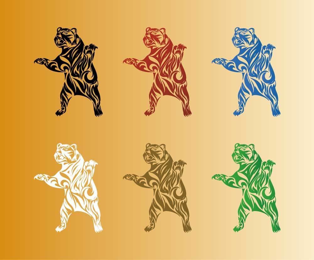グリズリー・熊のトライバル風タトゥーイラスト - 高解像度png or aiベクター -113