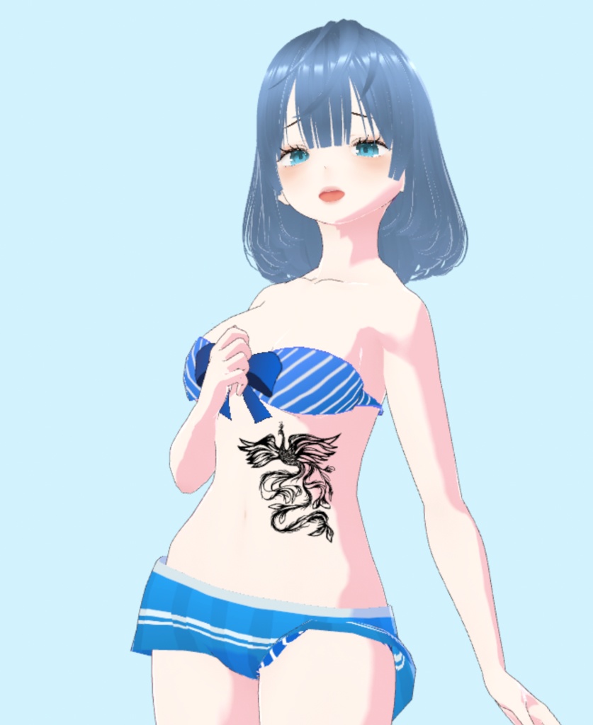 孔雀のトライバル風タトゥーイラスト - vroidテクスチャ・png or aiベクター -114