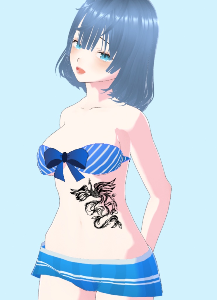 孔雀のトライバル風タトゥーイラスト - vroidテクスチャ・png or aiベクター -114