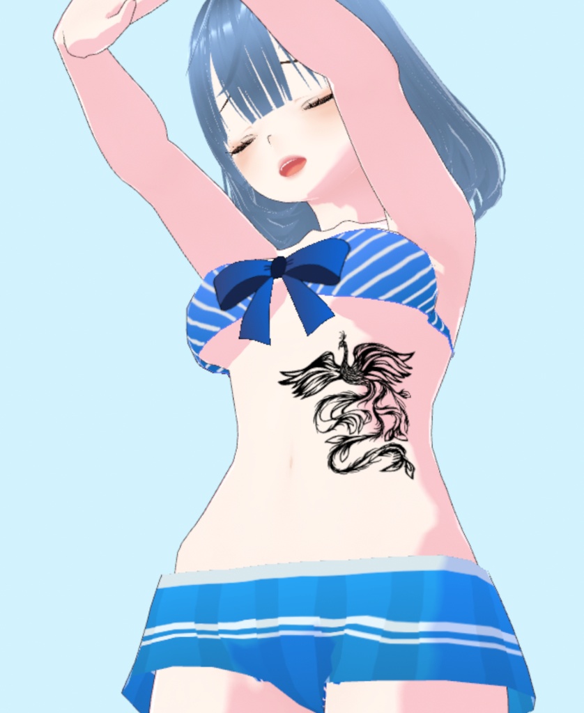 孔雀のトライバル風タトゥーイラスト - vroidテクスチャ・png or aiベクター -114