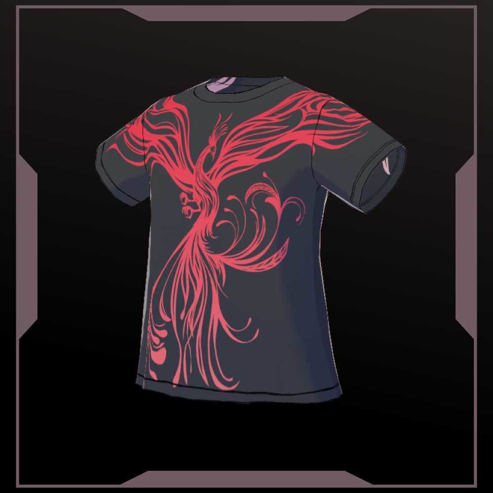 【VroidT-Shirts】鳳凰アートなトライバルTシャツ 黒・赤・白