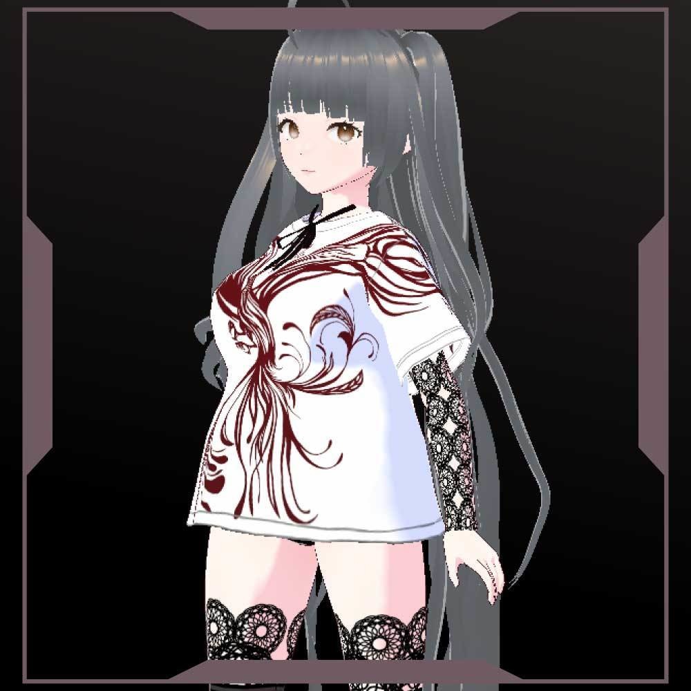 【VroidT-Shirts】鳳凰アートなトライバルTシャツ 黒・赤・白