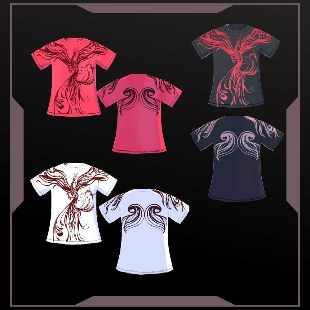 【VroidT-Shirts】鳳凰アートなトライバルTシャツ 黒・赤・白