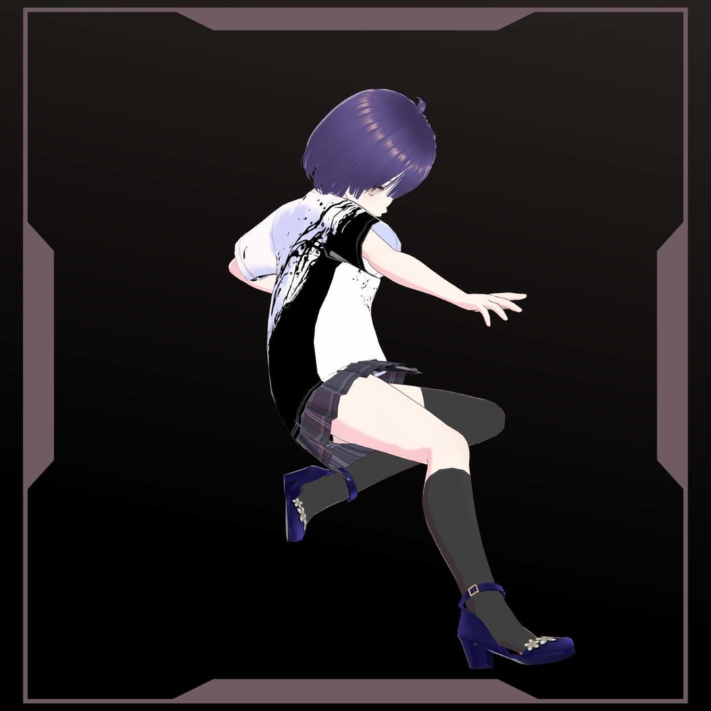 【Vroid T-Shirts】八咫烏の水墨画Tシャツ 黒 Ink painting of a crow