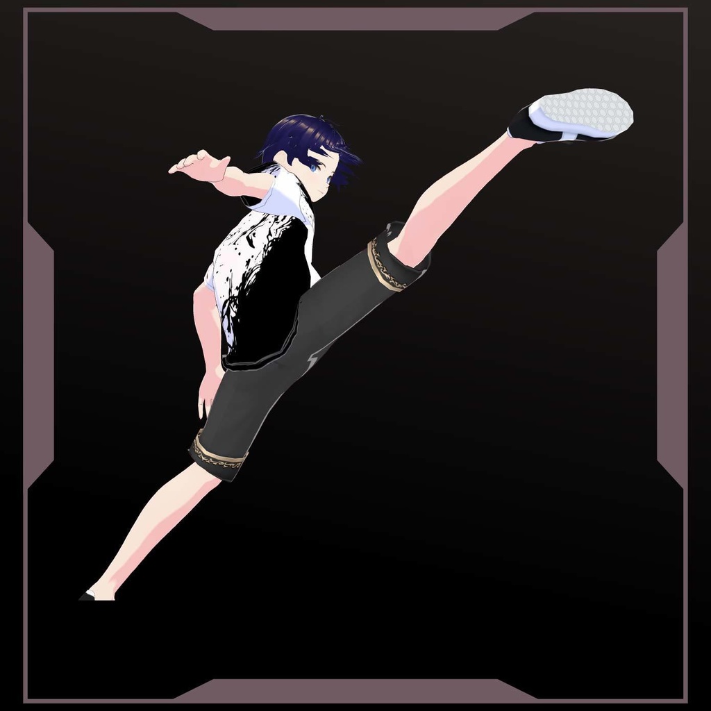 【Vroid T-Shirts】八咫烏の水墨画Tシャツ 黒 Ink painting of a crow