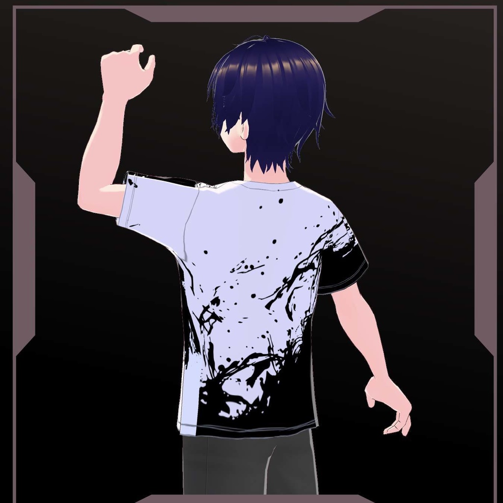 【Vroid T-Shirts】八咫烏の水墨画Tシャツ 黒 Ink painting of a crow