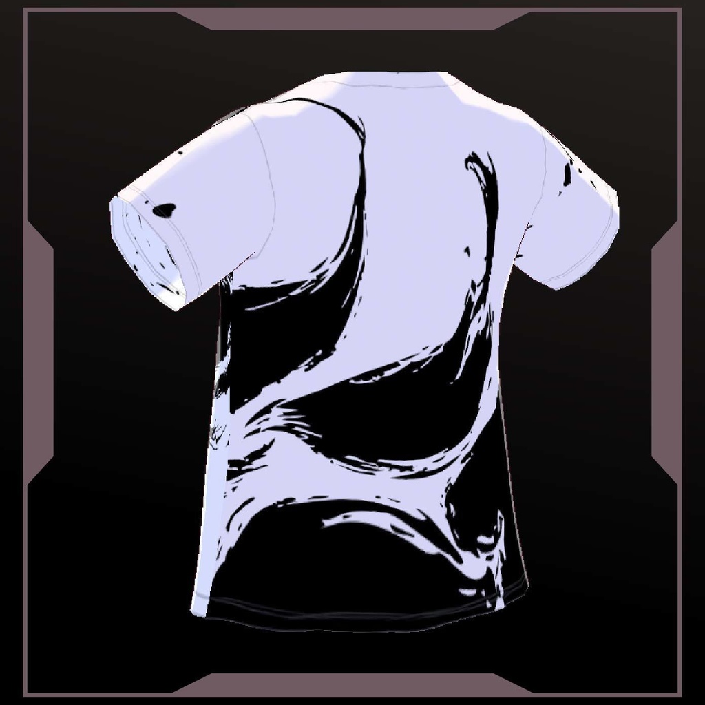 【Vroid T-Shirts】九尾の狐水墨画Tシャツ 黒 Ink painting of nine-tailed fox