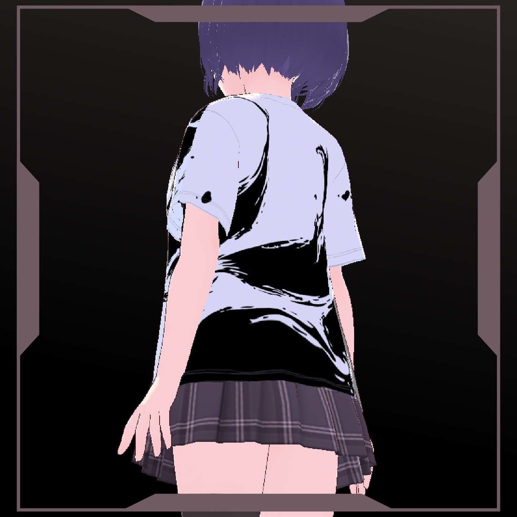 【Vroid T-Shirts】九尾の狐水墨画Tシャツ 黒 Ink painting of nine-tailed fox