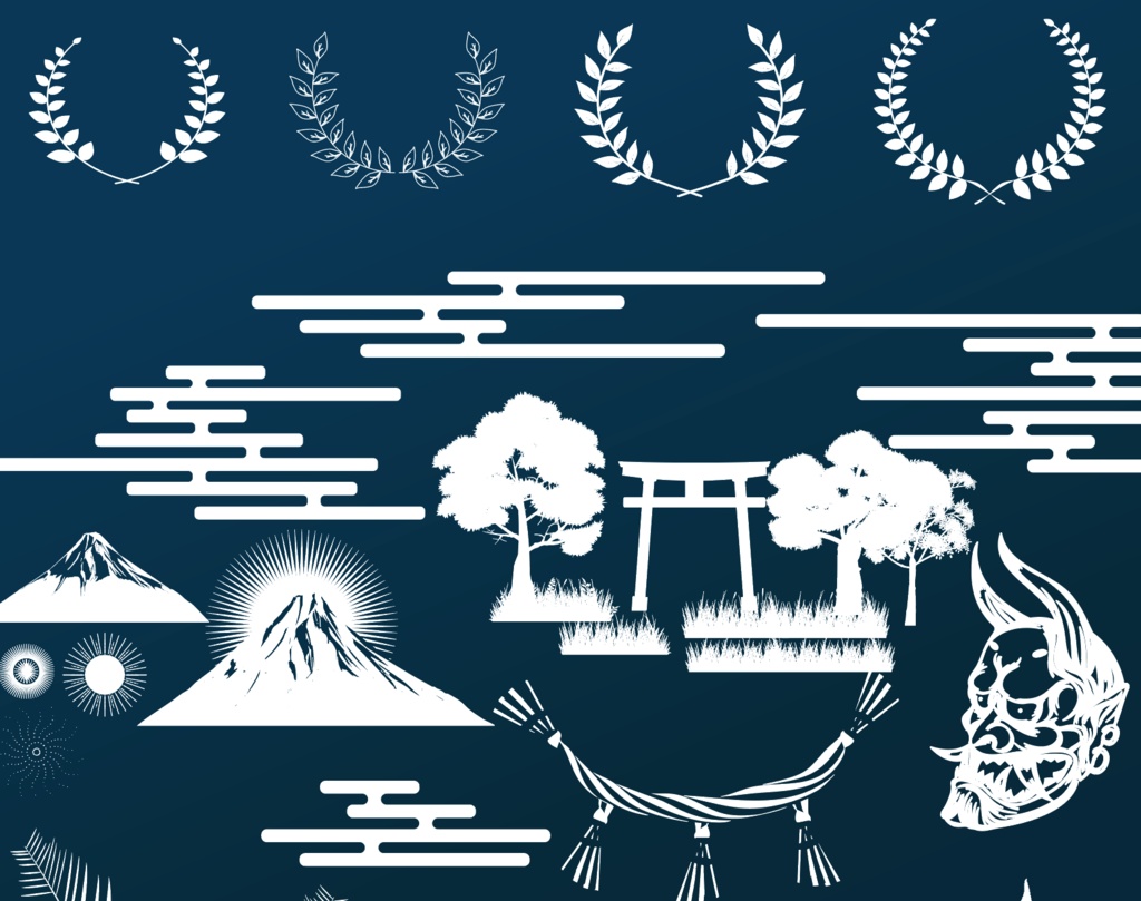 丑三つ時の夜に - 和風装飾デザイン79セット - ai or 高解像度pngイラスト素材集