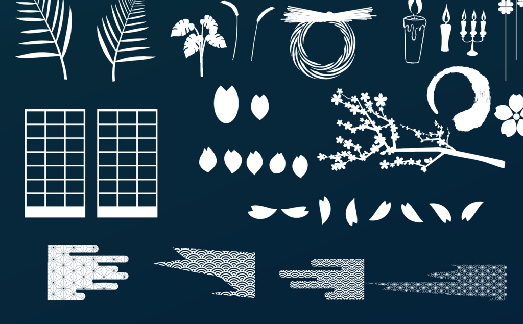 丑三つ時の夜に - 和風装飾デザイン79セット - ai or 高解像度pngイラスト素材集