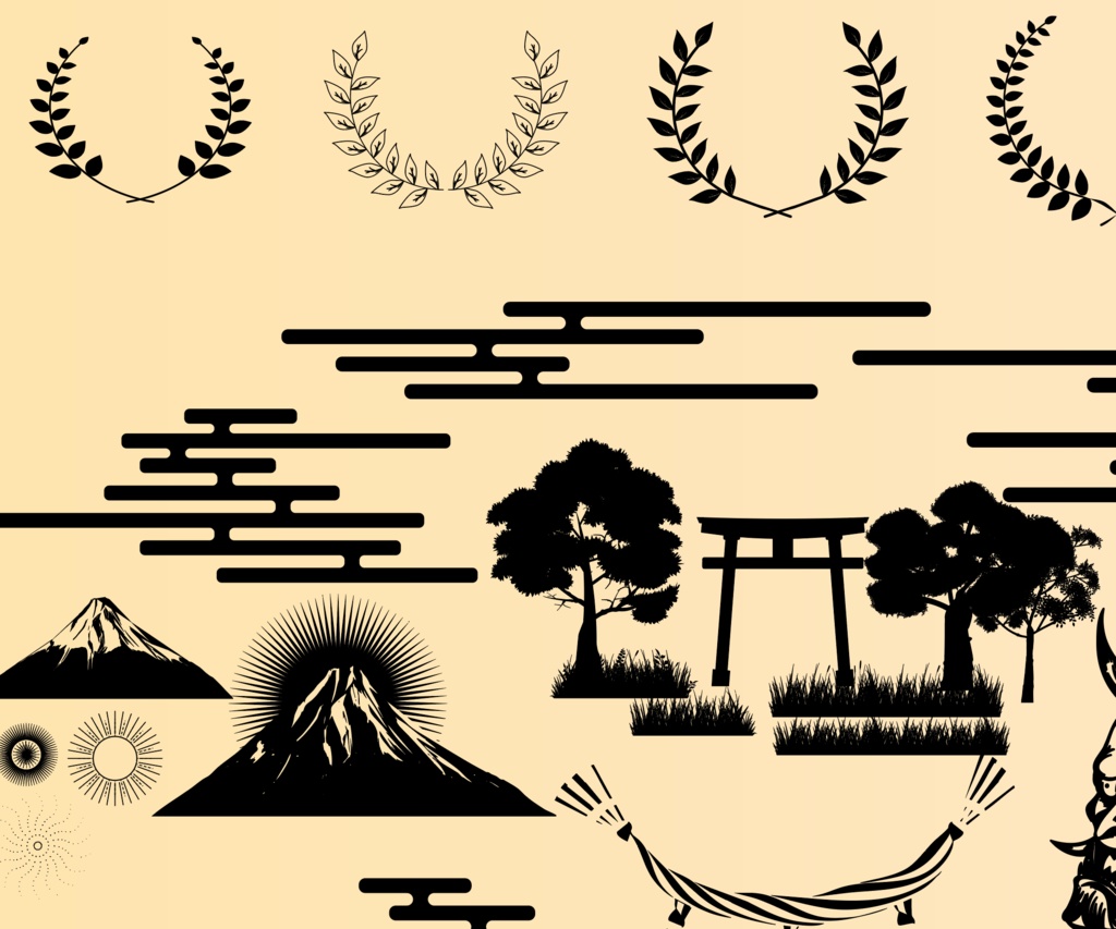 丑三つ時の夜に - 和風装飾デザイン79セット - ai or 高解像度pngイラスト素材集