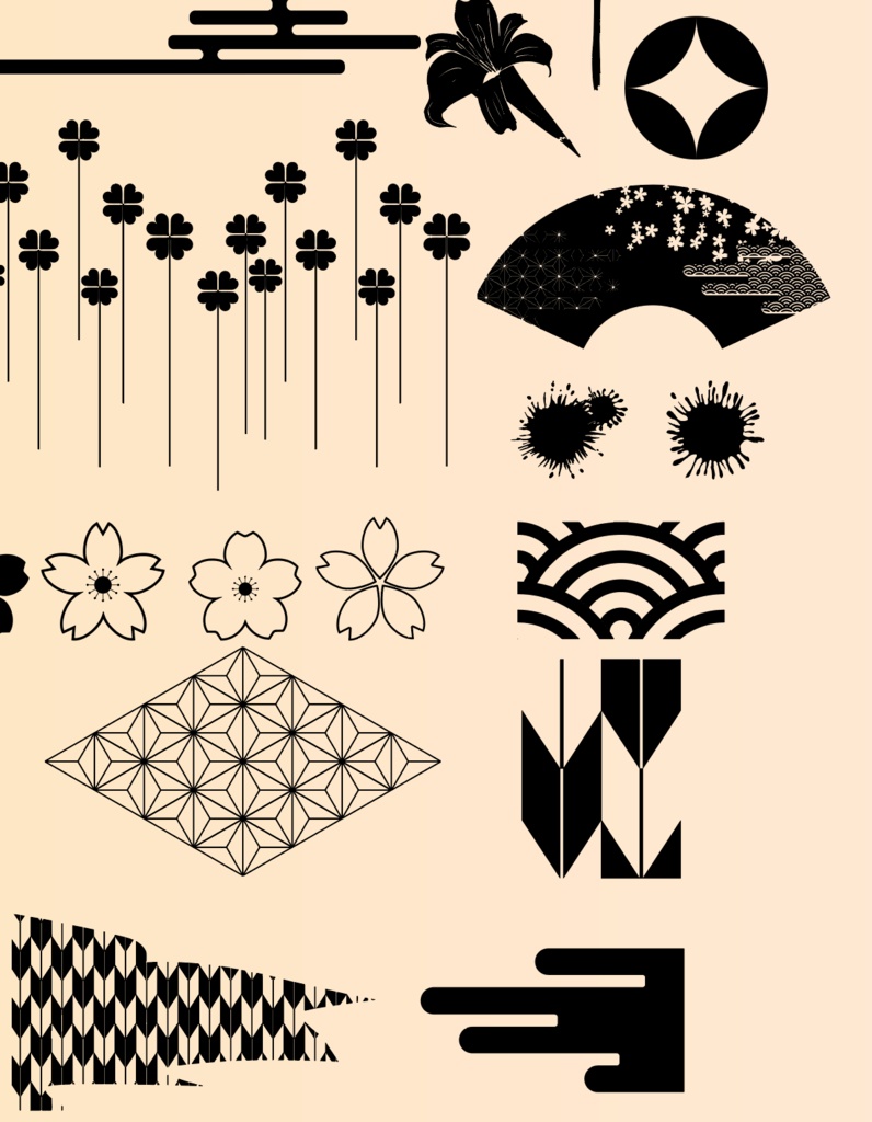 丑三つ時の夜に - 和風装飾デザイン79セット - ai or 高解像度pngイラスト素材集