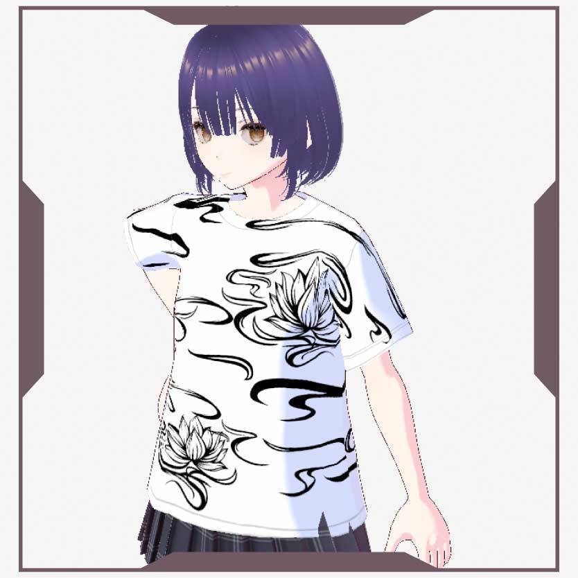 【Vroid T-Shirts】ハスの花Tシャツ 白 Lotus flower