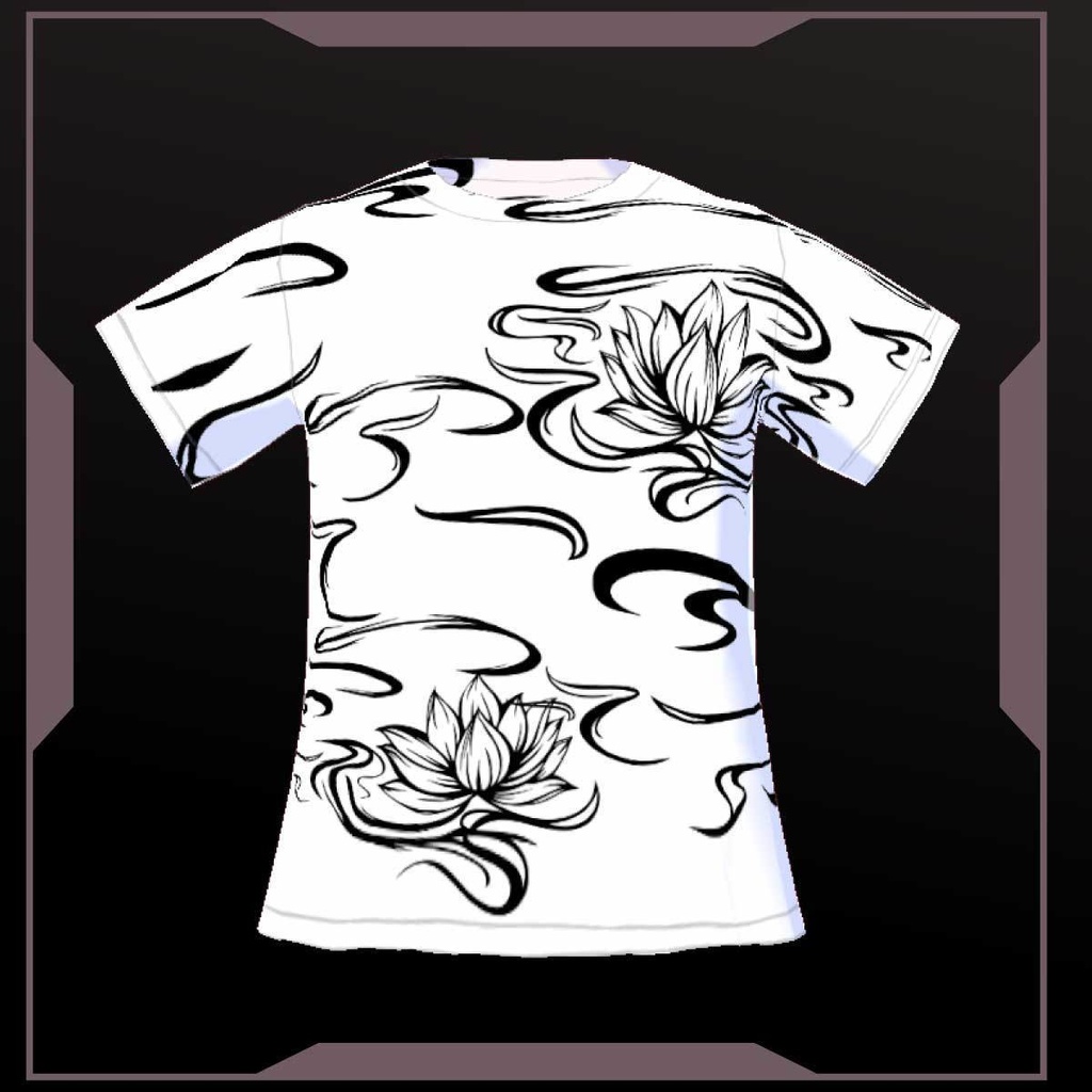 【Vroid T-Shirts】ハスの花Tシャツ 白 Lotus flower