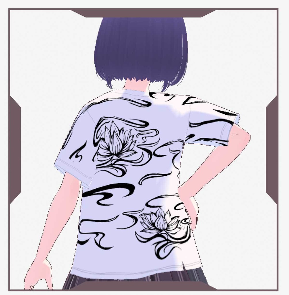 【Vroid T-Shirts】ハスの花Tシャツ 白 Lotus flower