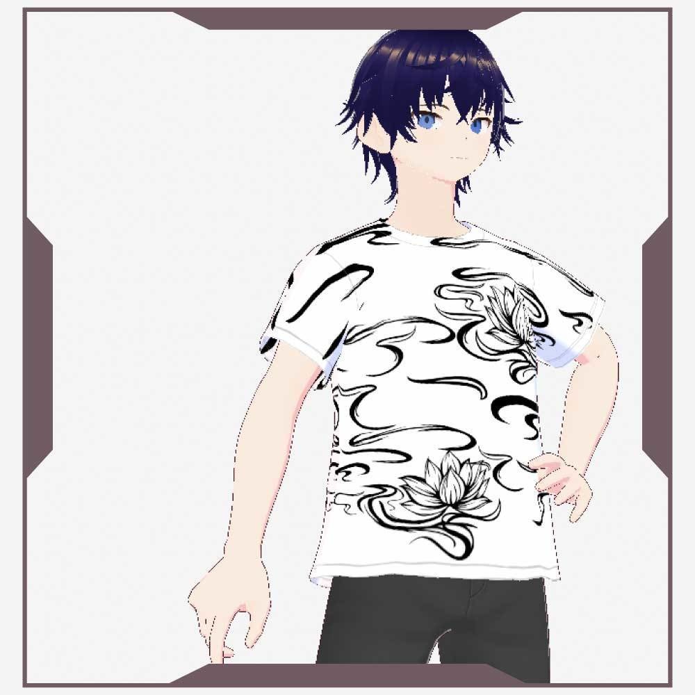 【Vroid T-Shirts】ハスの花Tシャツ 白 Lotus flower