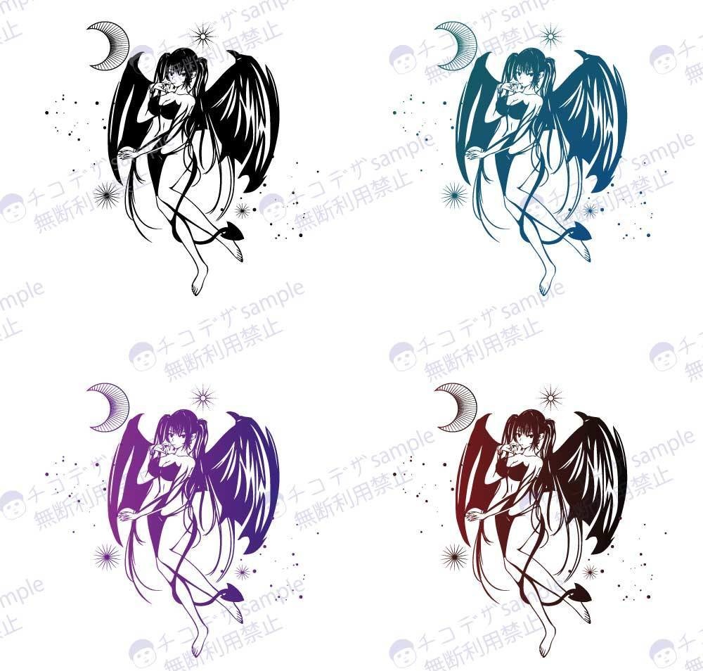 サキュバスのタトゥーイラスト4種類のカラーセット 高解像度png or ai - 122