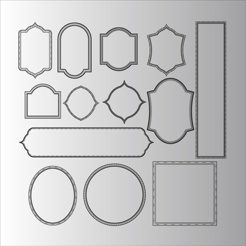 クラシカルフレーム13セット黒・白 - ai or 高解像度png枠・フレーム装飾素材集