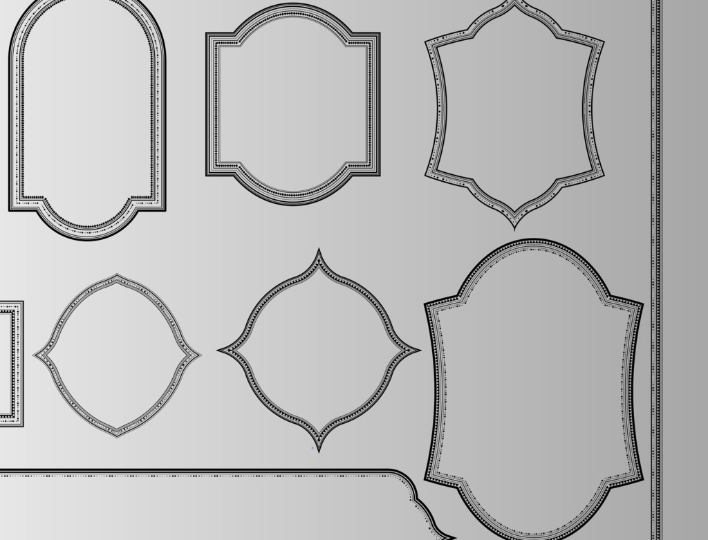 クラシカルフレーム13セット黒・白 - ai or 高解像度png枠・フレーム装飾素材集