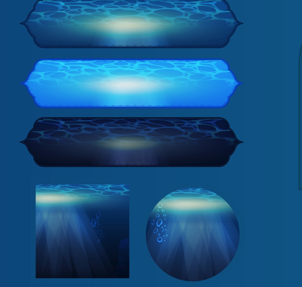 海・深海のクラシックフレーム・枠16種類セット 高解像度png or ai(ベクターcs2)