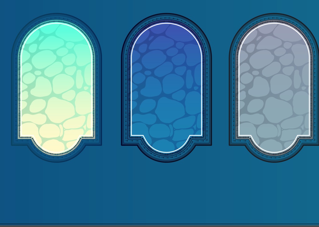 海・深海のクラシックフレーム・枠16種類セット 高解像度png or ai(ベクターcs2)