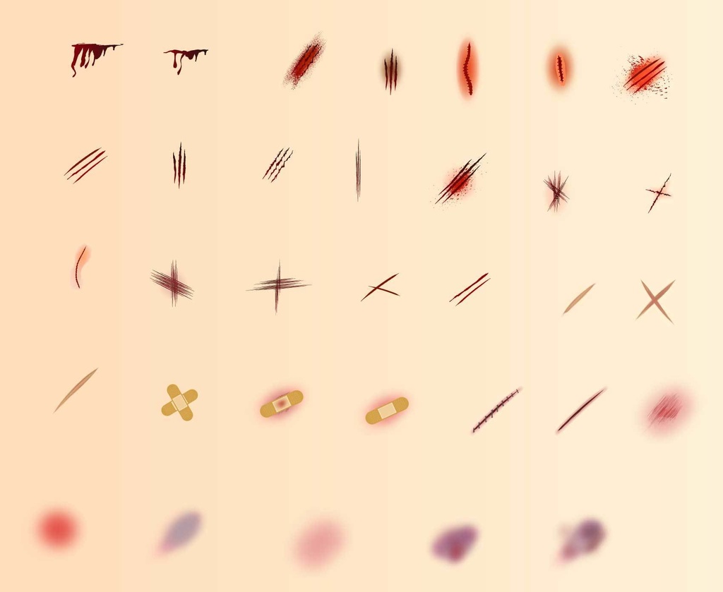 キズ・ダメージのテクスチャPNG(背景透過)33セット2 - 高解像度PNG