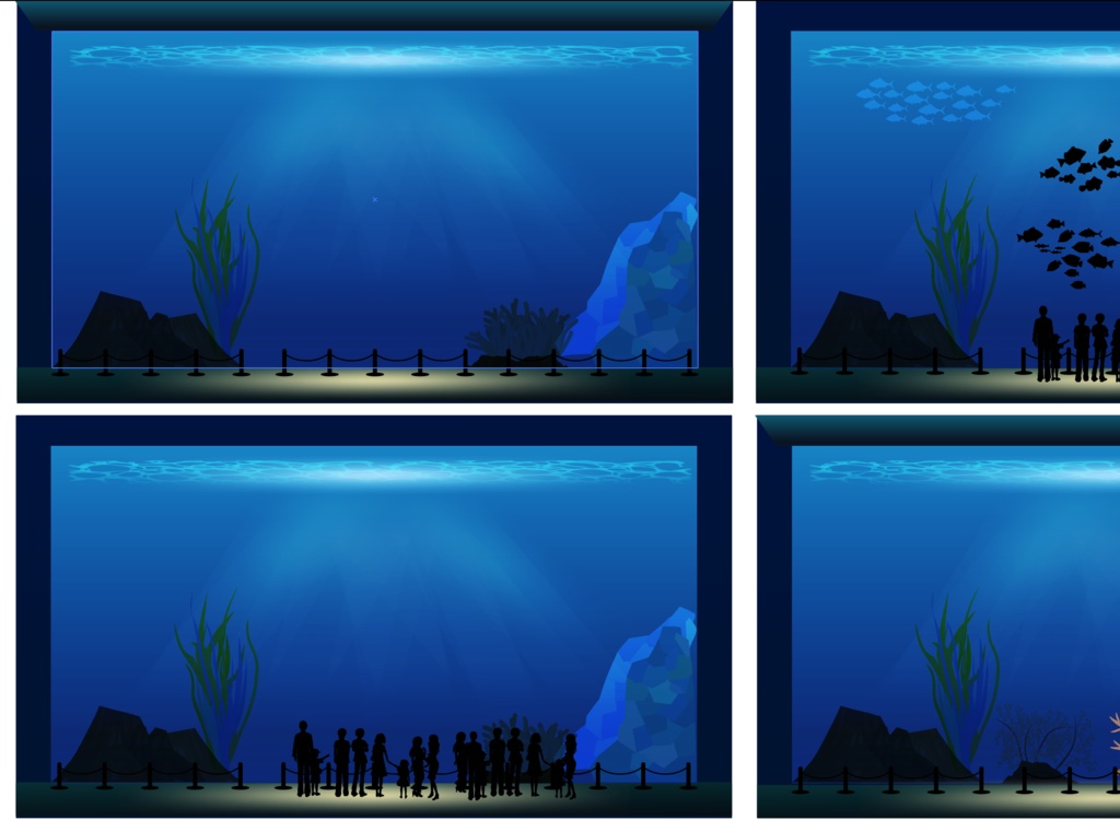 不思議な水族館のお部屋セット48種類 - 高解像度PNG or ai(ベクター)