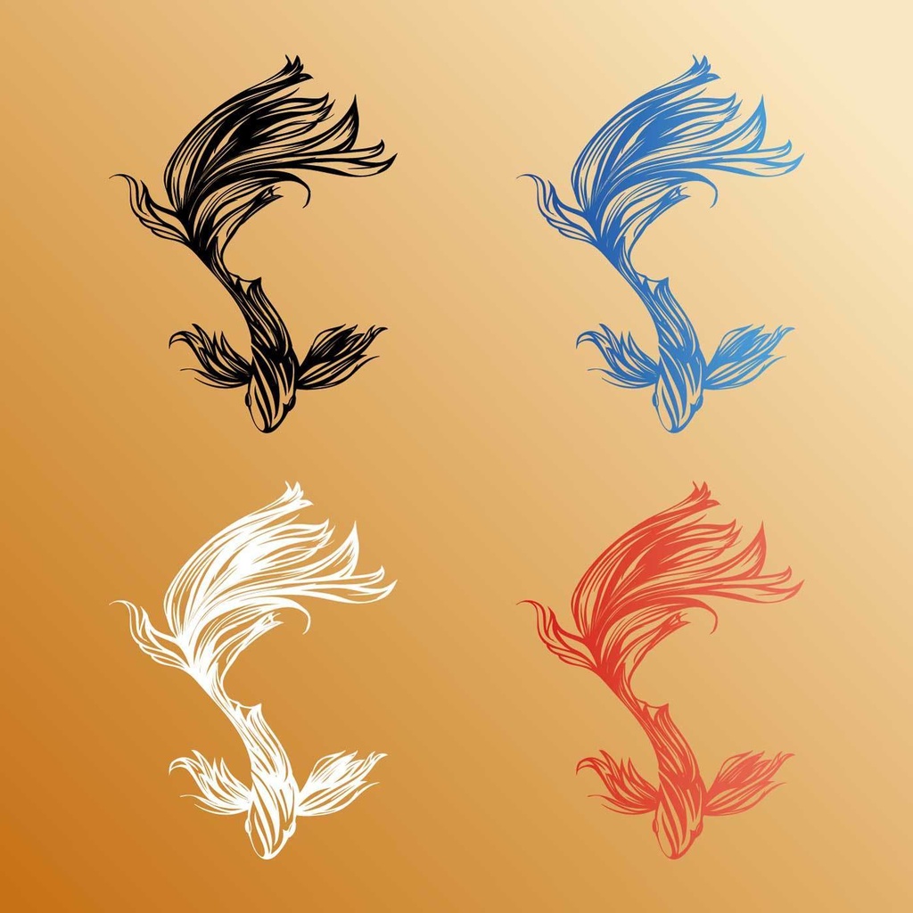 上から見た金魚のトライバル風タトゥーマーク 高解像度png or ai - 131