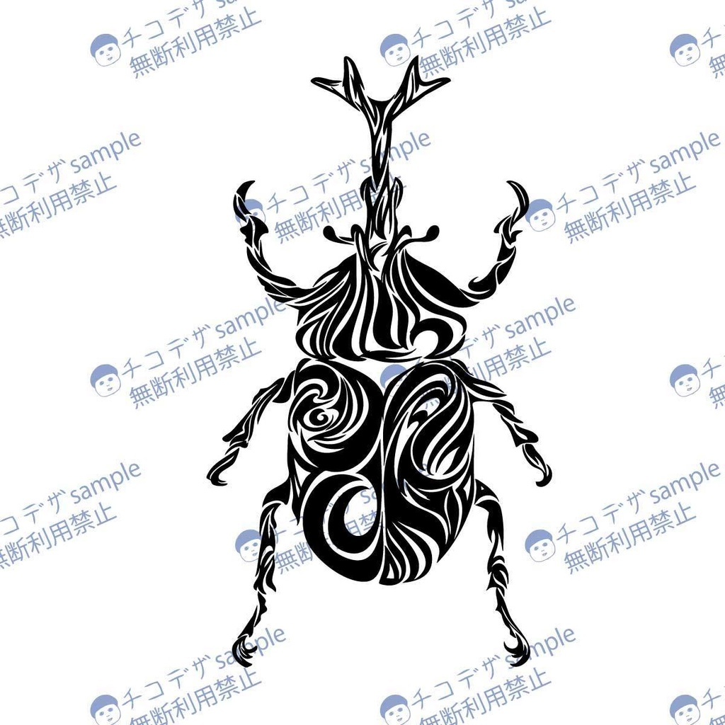 カブトムシのシンプルでクールなトライバルタトゥー 高解像度png or ai - 132