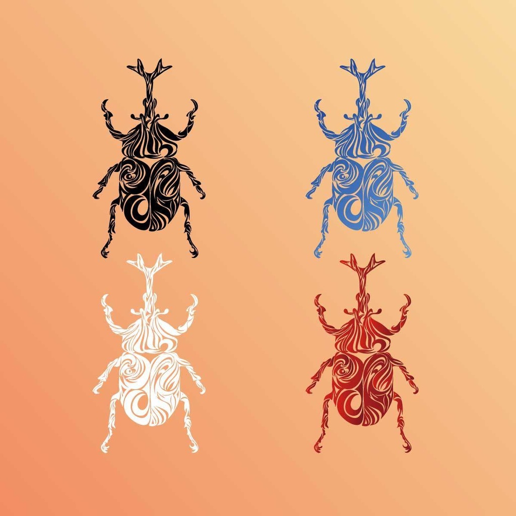 カブトムシのシンプルでクールなトライバルタトゥー 高解像度png or ai - 132