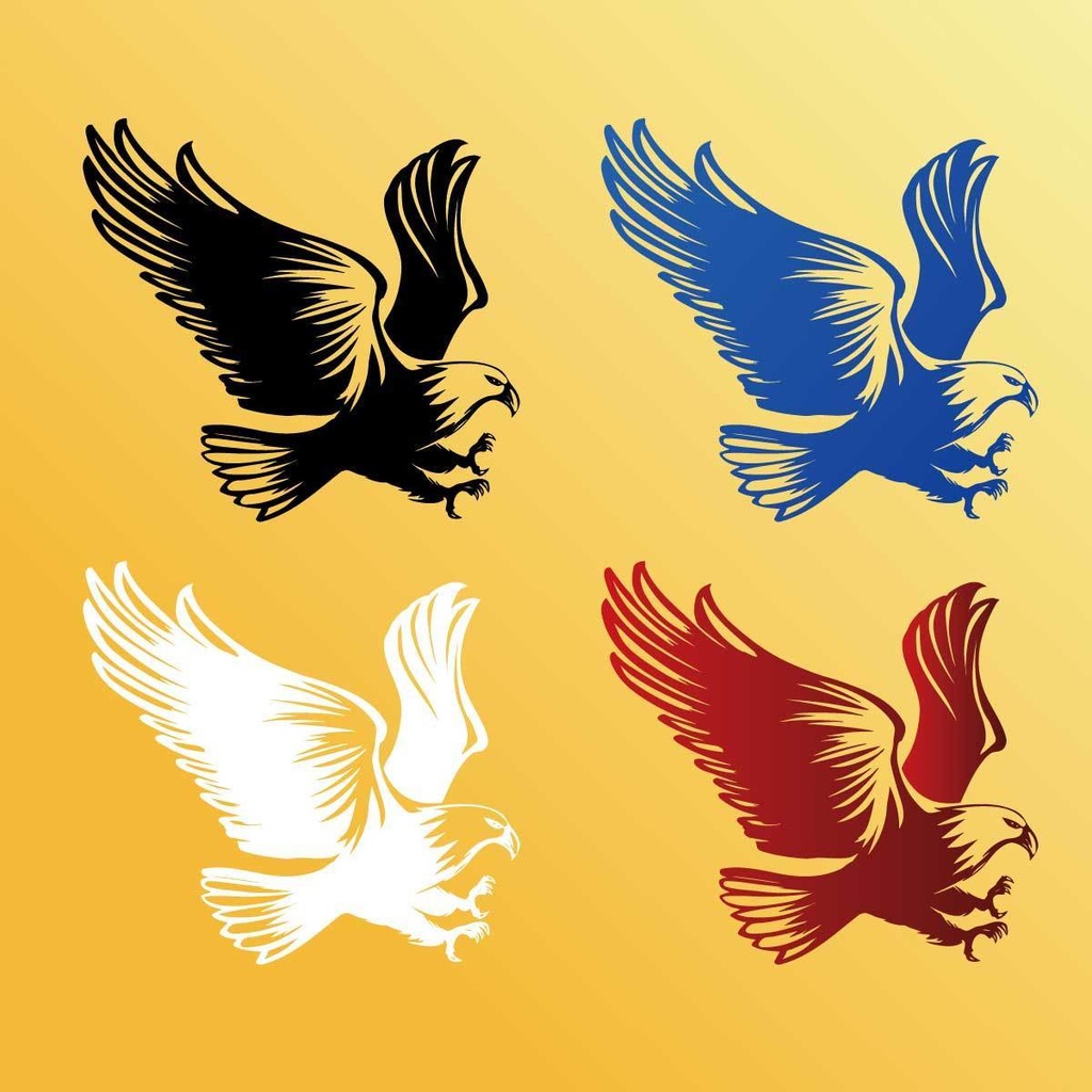 羽ばたく鷲のシルエット線画マーク カラー4種類 - 高解像度png or ai(ベクター)