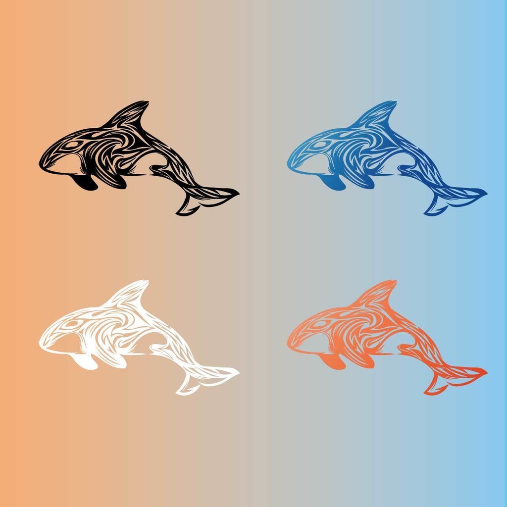 シャチのトライバルマーク2 - カラー4種類 - 高解像度png or ai(ベクター)