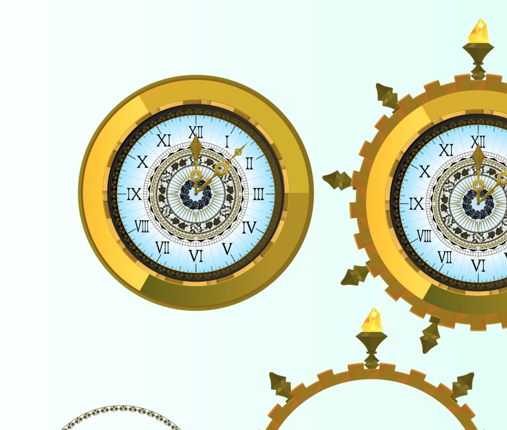 クラシックな時計セット - 短針・長針・文字盤分離-ai or ベクター