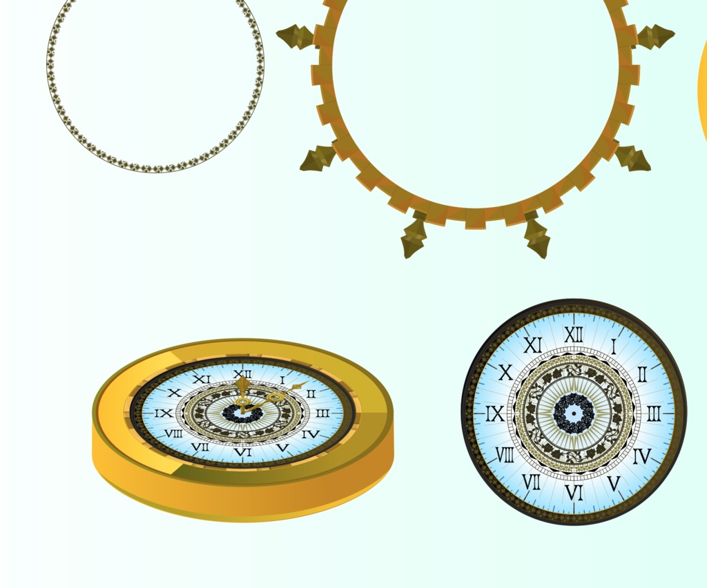 クラシックな時計セット - 短針・長針・文字盤分離-ai or ベクター