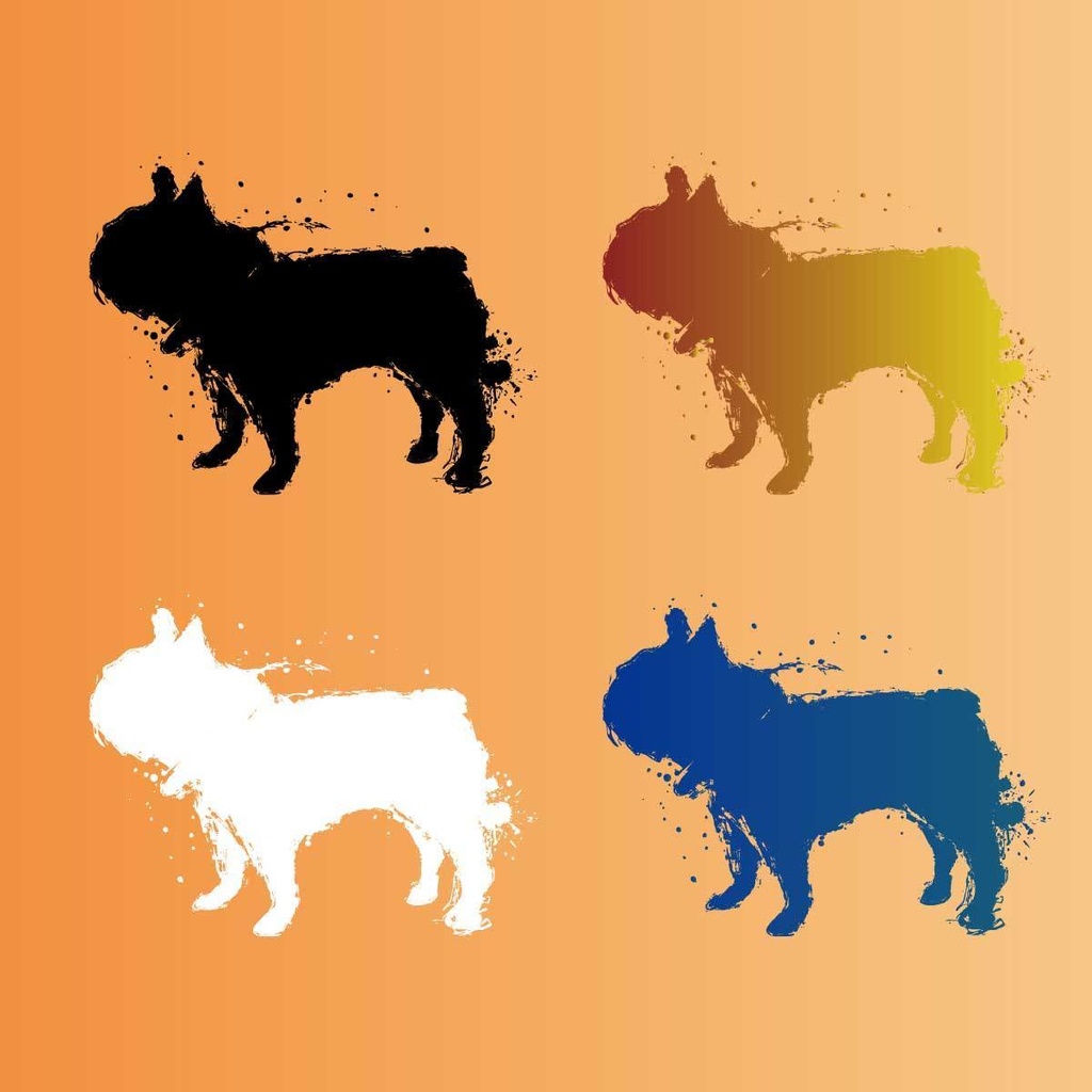 フレンチブルドッグの和風墨絵マーク - 高解像度png or ai(ベクター)