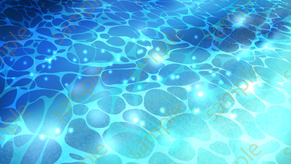 海のイラスト背景素材5種類・煌めき・波打ち際・深海まで 3840×2160 高解像度png