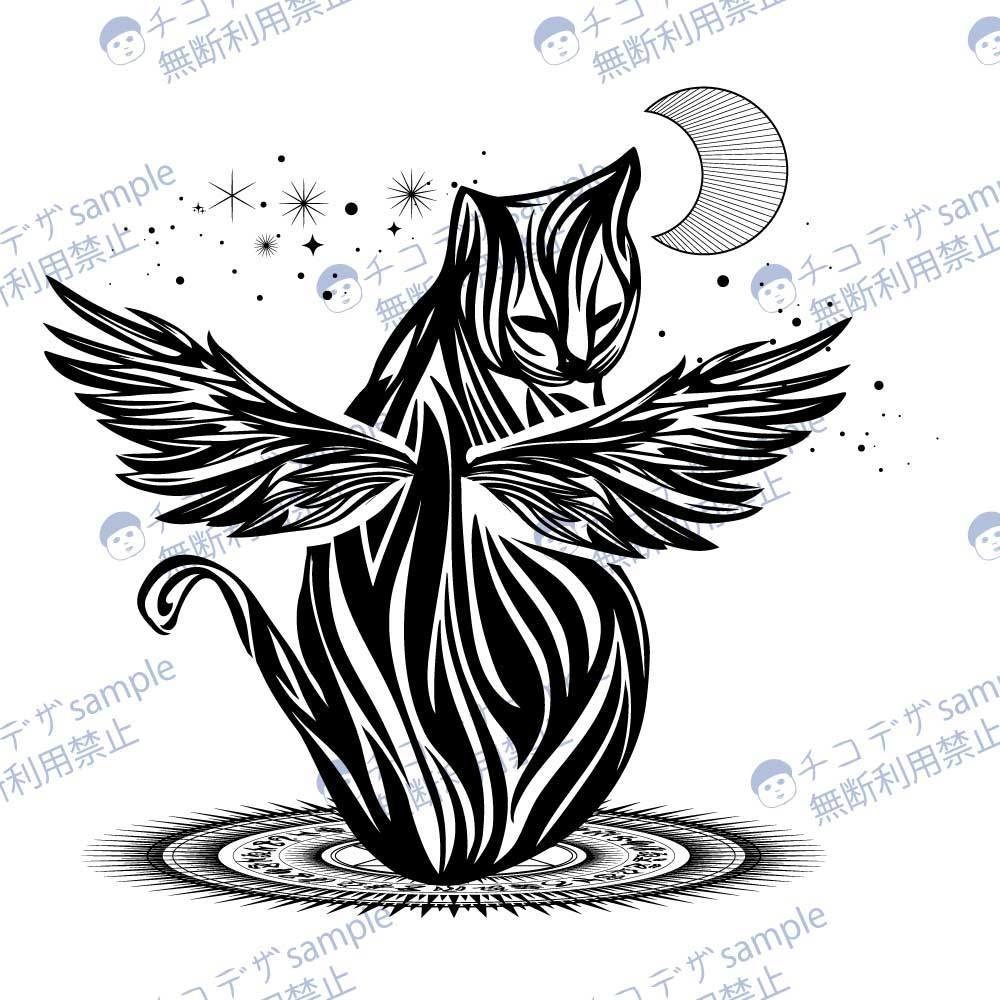 Lucifer Cat - トライバルタトゥーデカール - png or ai(ベクター) vroidテクスチャセット