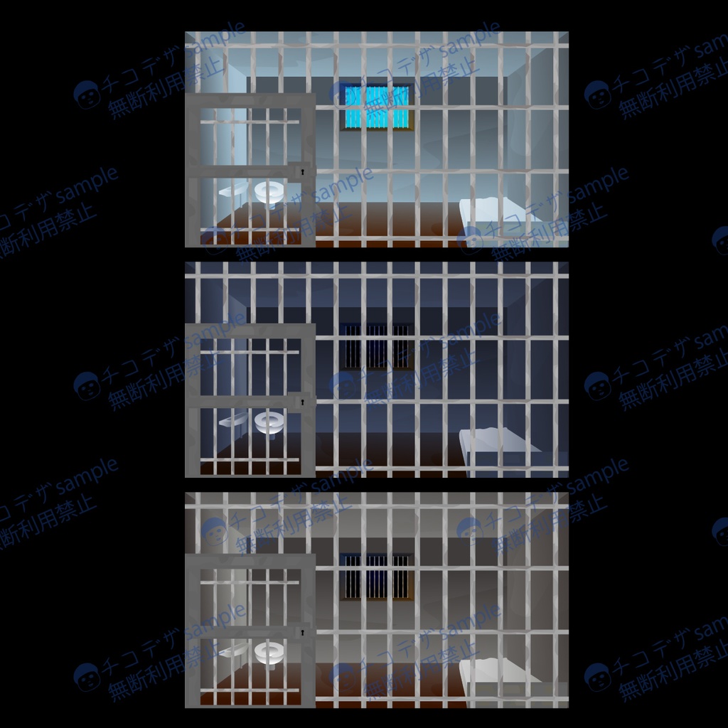 牢獄のお部屋素材セット - 鉄格子・窓・TRPG・背景素材集