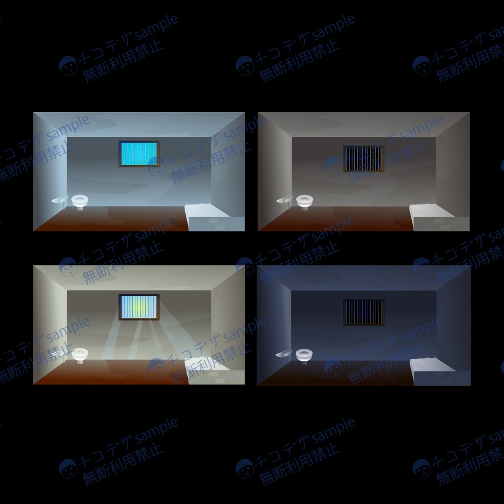 牢獄のお部屋素材セット - 鉄格子・窓・TRPG・背景素材集