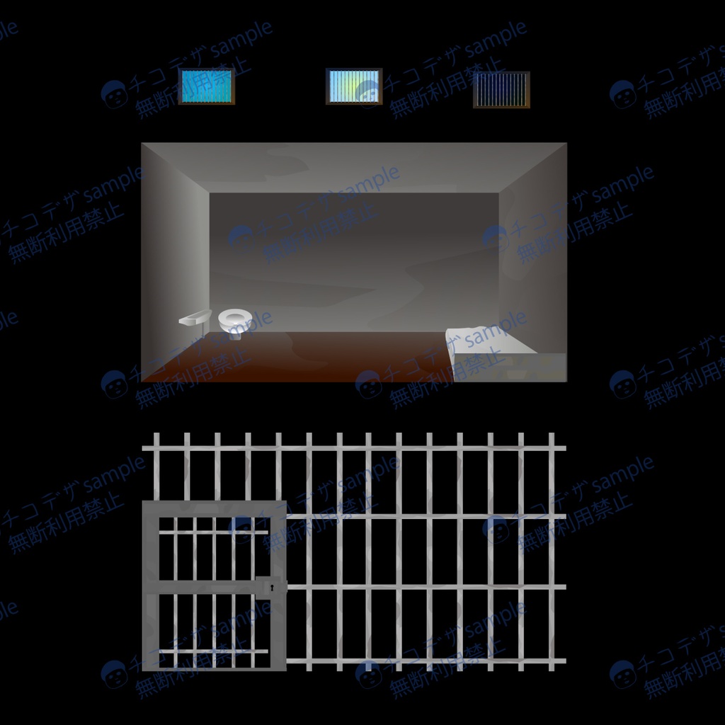 牢獄のお部屋素材セット - 鉄格子・窓・TRPG・背景素材集