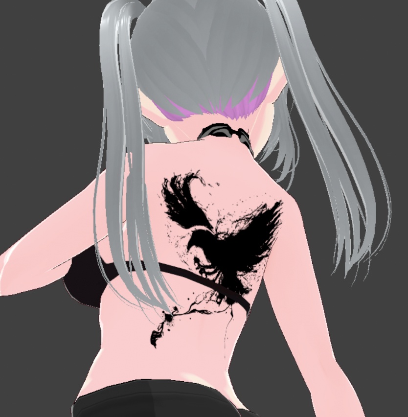 Yatanoctis 八咫烏の墨絵タトゥーデカール (背中) - vroidテクスチャ