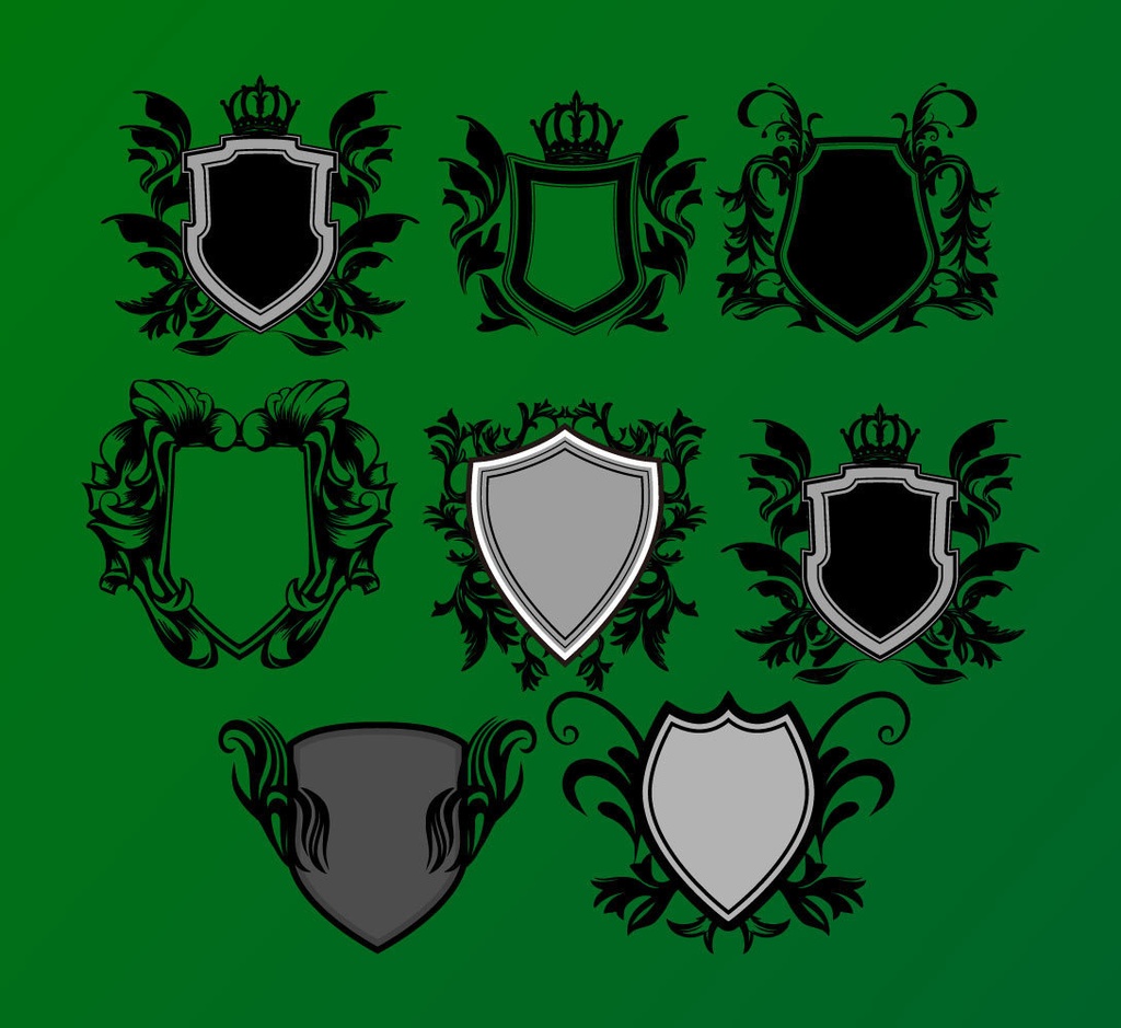 ビンテージ・クラシックなエンブレム装飾素材 黒 -金 高解像度png or ai(ベクター)