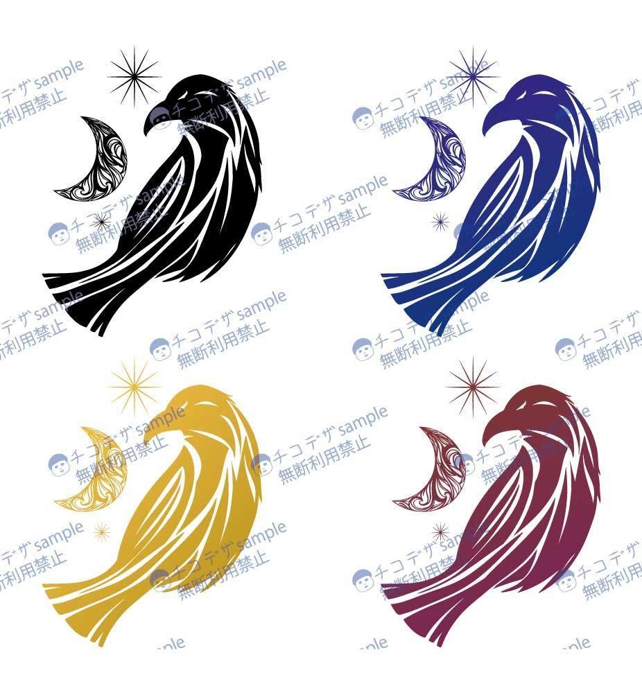 月鴉 - ダークなカラスのトライバルタトゥー - 高解像度png or ai(ベクター)